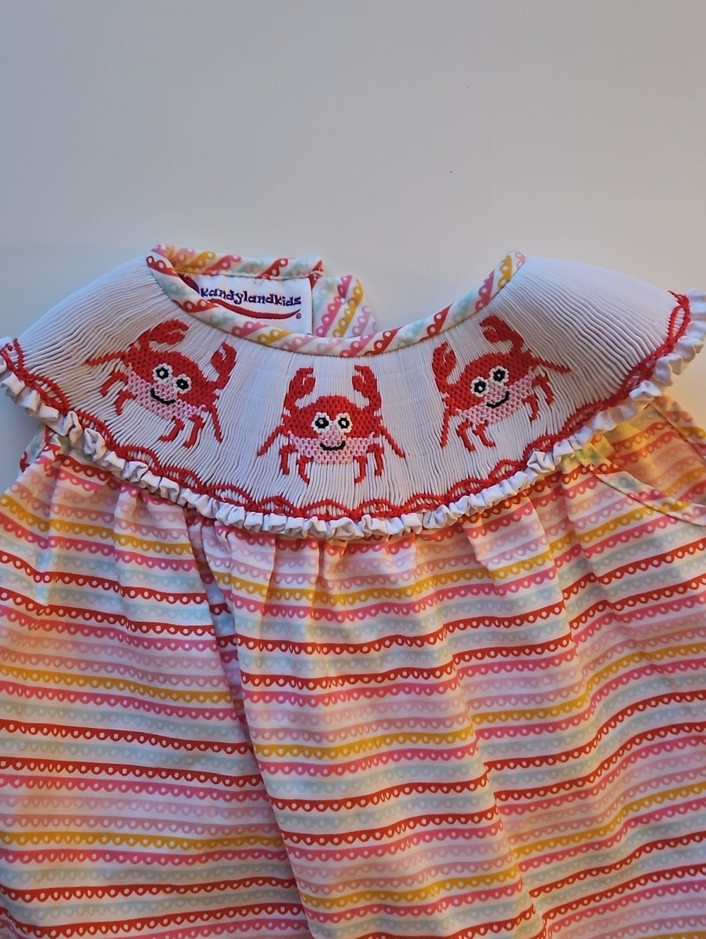 Pink & Coral Crab Smocked Casual Dress